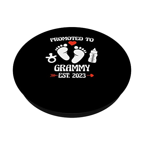 Promoted To Grammy 2023 First Time New Grandma Pregnancy PopSockets Swappable PopGrip, Black - Image 2