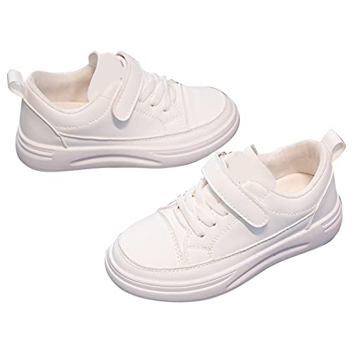 Girls Boys PU Leather Casual Sneakers Kids Tennis School Casual Walking Rubber Sole Non Slip Flat Shoes for Little Kid