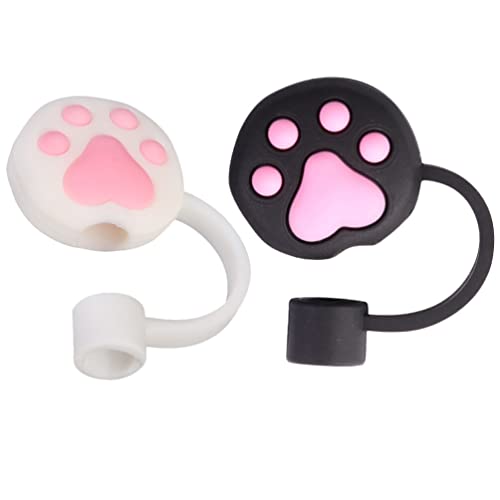 2pcs Cat Pad Straw Toppers Reusable Drinking Straw Covers Straw Plugs Tumblers Cup Accessories