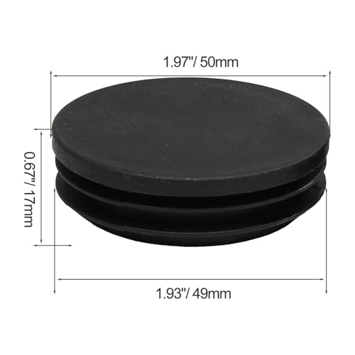 Image of Hordion 8 Pcs 2 inch Round Plastic Plugs, Tubing End Cap Black Insert End Caps Floor Protector for Metal Tube Pipe Post Chairs Furniture