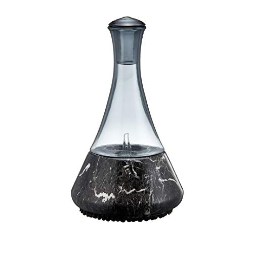 Opulence - Nebulizing Essential Oil Diffuser for Aromatherapy with Black Marble Ceramic Base and Black Hand-Blown Glass with Touch Sensor Light Switch - No Heat, No Water, No Plastic