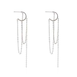 SLUYNZ 925 Sterling Silver Dangle Earrings Tassel for Women Elegant Dangling Earrings Chain Threader Earrings