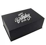 Extra Large Birthday Gift Box, 40 x 30 x 15cm, Black Magnetic Closing Box in 9 Designs, Keepsake Gift (Design 4, Extra Large Box)