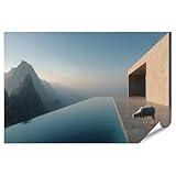 islandburner Póster de piscina infinita en las montañas con ovejas –...