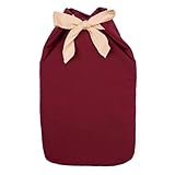 Hugo Frosch Wärmflasche Plant 1,8L – Made in Germany – mit Baumwollbezug und Schleife in Weinrot – große, auslaufsichere Bettflasche - langlebig & mit waschbarem Bezug