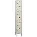 Hallowell U1288-6G-PT Galvanite Locker, 12" Width x 18" Depth x 78" Height, 6-Tier, 1-Wide, Knock-Down, 729 Parchment