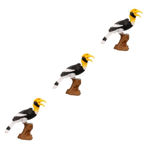 YARNOW 3 Piezas Modelo Animal de pájaro simulado. estatuilla de pájaros Falsos cacatúa Animales Decoración de jardín con Forma de pájaro Estatua de Ave Multicolor Adorno de pájaro pequeño
