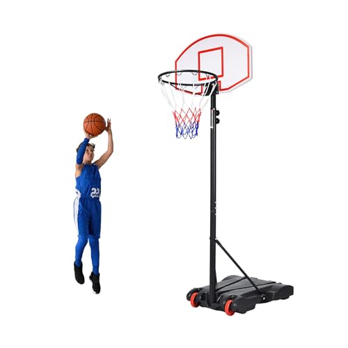 FANTASK Canasta de Baloncesto con Soporte y 2 Ruedas, Altura Regulable de 178 a 208 cm, para niños y Adolescentes