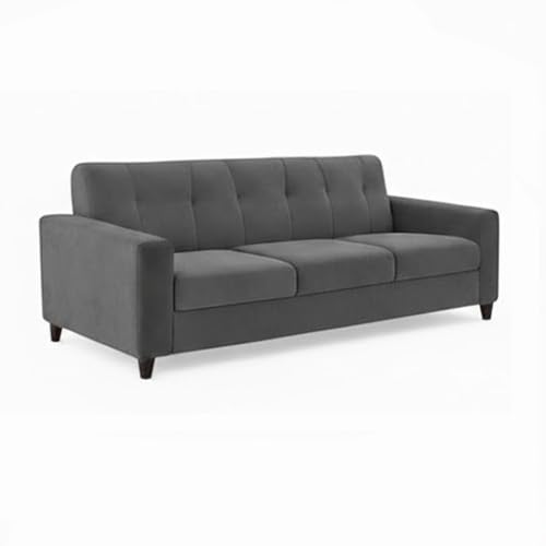 Image of Homeboy Luxe Velvet-Suede Fabric 3 + 2 Seater with Ottoman Sofa Set | Comfortable & Spacious Seating for Upto 6 Person | Modern Sofa Set for Living Room - Dark Grey