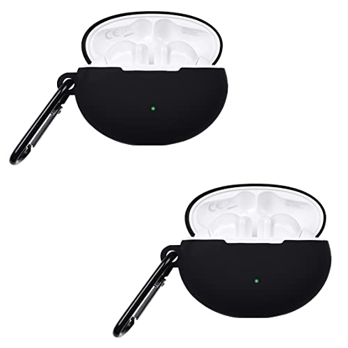 Silicio Custodie Protettiva Compatibile con gli auricolari OPPO Enco Free2i Custodia protettiva antiurto Supporta la ricarica wireless-Nero+Neroã€2 pezziã€