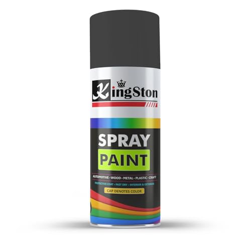 Image of Kingston Acrylic Spray Paint for Metal, Wood, Wall & Plastic, Multi-Surface DIY Paint, Quick Dry, Smooth Matte Finish, 400ml Can, Matte Black, 1 Pc