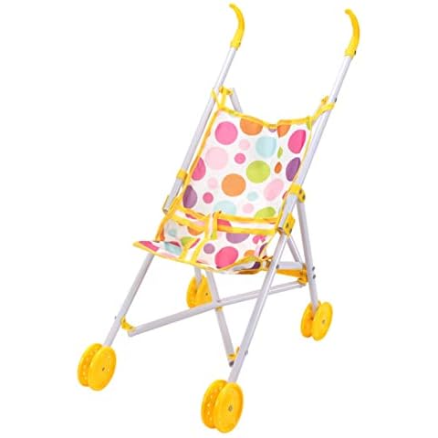 Baby Doll Stroller, Realistic 2 in 1 Baby Stroller for Dolls, Foldable Baby Doll Accessories, Family Trolley Toy With Big Strong Wheels, Collapsible Dolls Stroller, Toy Pram Pushchair for Kids, Girls Cover