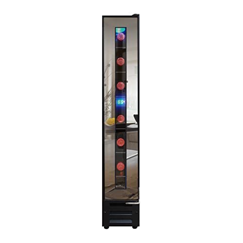 Vinotemp EL-7TS-BLACK 7 Bottle Cooler Refrigerator Freestanding Wine Cellar or Built-in Installation with Automatic Defrost, LED Display and Front Venting, Black
