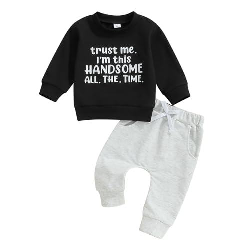 Toddler Baby Boy Fall Clothes Letter Print Long Sleeve Sweatshirt Elastic Pants Cute Kids Winter Outfits