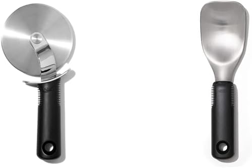 OXO Good Grips New - Rueda de pizza grande de 4 pulgadas y cortador y buen agarre de acero inoxidable para helado