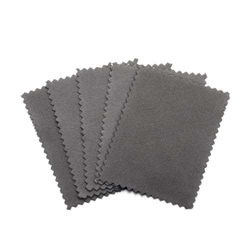 XPJYUA Limpia Plata 10 Uds paño for pulir Plata paño de Limpieza for pulir Plata paño de Limpieza Suave for Herramientas de joyería de Oro Plateado(Color:Gray 6x8cm)