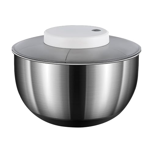 Centrifuga per Insalata, Centrifuga per Lattuga Automatica da 4,8 Litri, Asciuga Insalata Centrifuga di Grande Capacità in Acciaio Inossidabile, Elettrico USB Drenare Rapidamente Lava Insalata per Fru