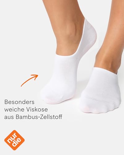 Nur Die Bambus Sneaker Füssling 2er Pack Damen kaum sichtbar Bambussocken Socke weich atmungsaktiv unsichtbar verrutschen nicht