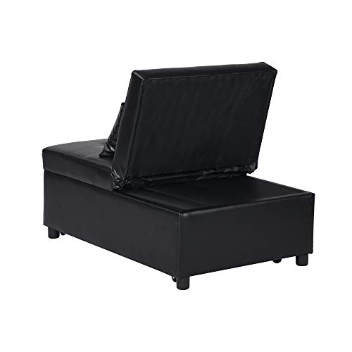 AUKUYEE Sofa 4 in 1 Sleeper Convertible Chair Multi-Function Guest, Folding Bed, Storage Ottoman, Black