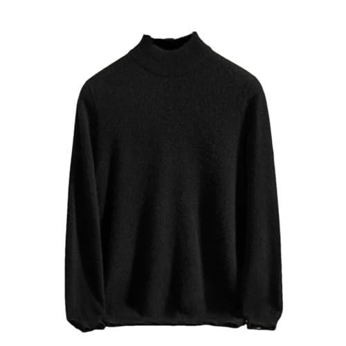 Men Autumn Winter Classic Half-High Collar Pullovers Lightweight Soft Warm Knitting Cashmere Sweater Black