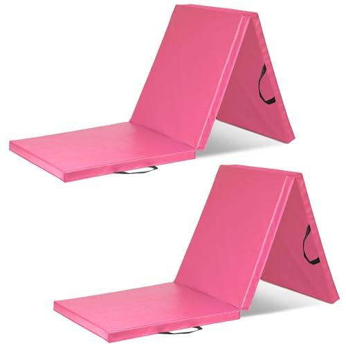 Image of ProsourceFit Tri-Fold Folding Thick Exercise Mat 6'x2' with Carrying Handles for MMA, Gymnastics, Stretching, Core Workouts