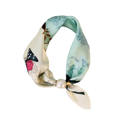 Women’s Silk Pearl magnetic buckle Scarf with Charm Buckle Satin