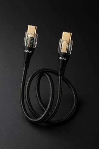 Image of Jmax USB Type C Cable 1 m Crystal Series 65W Type C to Type C Fast Charging Cable with Smart LED Indicator | Transparent Charging Head | PD Supported (Compatible with MOBILE, LAPTOPS, TABLET, COMPUTER