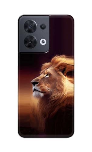 Image of PRINTFIDAA Plastic Printed Hard Back Cover Case For Oppo Reno8 5G | Oppo Reno 8 5G Back Cover (Danger Lion) -112, Multicolor