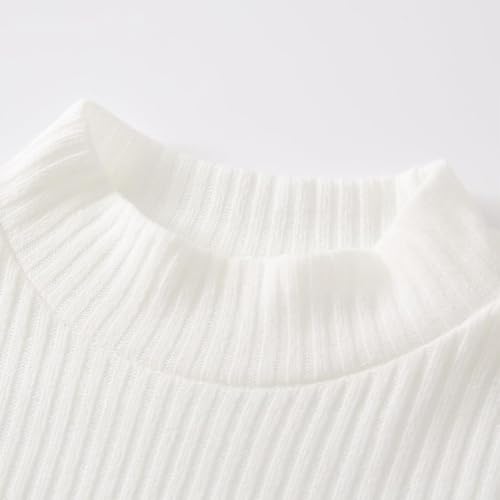 Girl's Striped Knitted Sweater, Half high Neck Long Sleeved, Black, White and Pink Inner top4