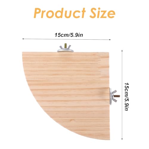 Image of Bird Perch Platform Stand Wooden Parrot Perch Corner 5.9 Inches Fan Shape Playground Cage Accessories Parrot Stand Flat Perches for Bird Cages Corner Shelf for Birds Parrots Hamster Gerbil