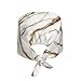 Fashion Unisex Gold White Marble Art Working Cap Tie Back Nurse Hat Skull Hats for Professionals, Running