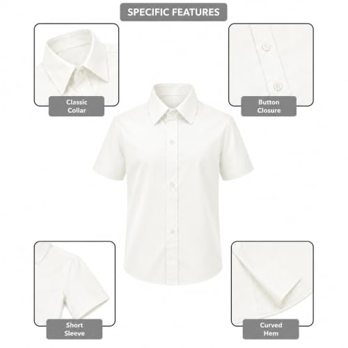 Image of Lilax Boys Classic Short Sleeve Button Down Casual Solid Dress Shirt