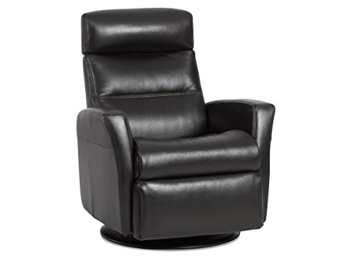 IMG Divani RG 325 Large Glider Relaxer Rocking Recliner Swivel Chair - Trend Smoke Leather Manual Recline - Adjustable Headres