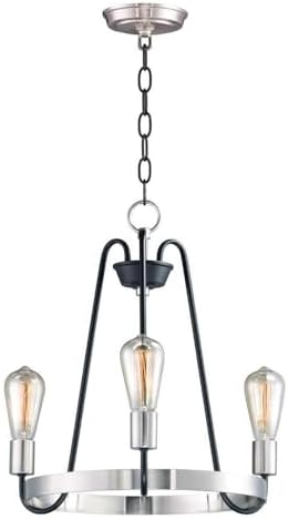 Maxim Haven-Three Light Chandelier-18.5 Inches Wide by 18.5 inches high-Black/Satin Nickel Finish