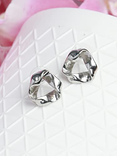 Women's Plated Hammered Stud Earrings