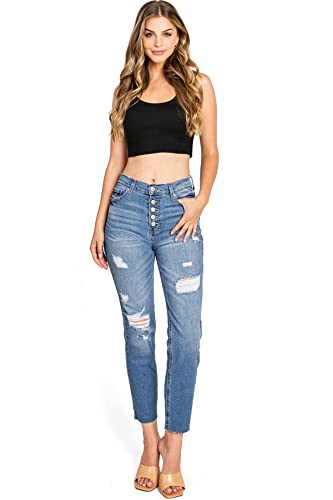 Celebrity Pink Regeneration Women's Juniors High Rise Straight Leg Mom Jeans