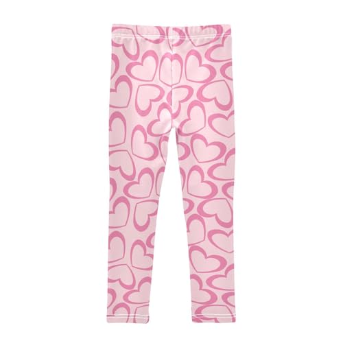 Many Hearts on Pink Girls Leggings,Workout Leggings for Girls Toddler Athletic Leggings Size for 3-10T2