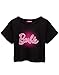 Barbie Cropped T-Shirt Womens Damen Neon Rosa Logo graue Oberseite