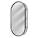 Head West Black Metal Frame Decorative Oval/Pill Shaped Bathroom Vanity Makeup Cabinet Wall Mounted Mirror - 15 x 30