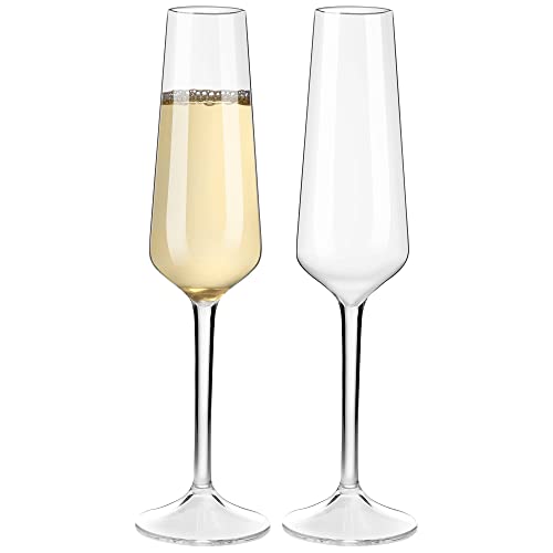 COOKY.D réutilisable Tritan-Plastic champagne flûtes incassable lave-vaisselle en plastique coffre-fort verrerie fête d'anniversaire de mariage Gift-224ML /...