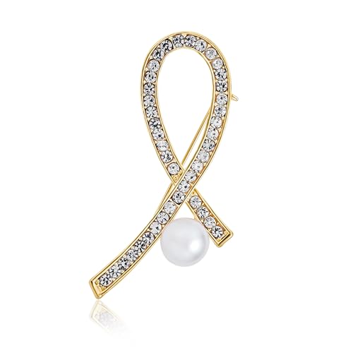 Image of Bling Jewelry Cancer Awareness Ribbon Brooch Pin - Silver Blue Pink Purple Crystal Enamel - Symbol of Support and Survival - Silver Gold Plated Accent - Thoughtful Jewelry for Women