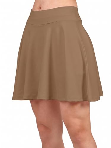 Image of Mehrang Spandex Women's Classic Stretchy All Time Trendy Skater Skirt with Attached Inner Shorts and Flared Inskirt