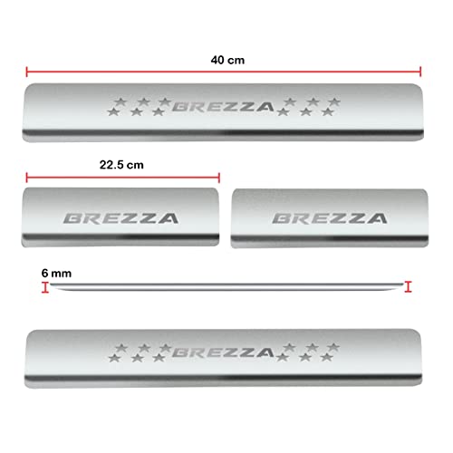 Image of Door Sill /Foot Step Stainless Steel Plates with Maruti Suzuki Brezza only 2022-2023 Model (Set of 4 Pcs)