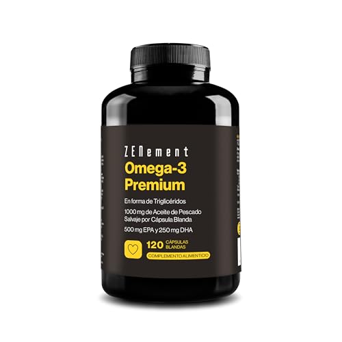 Omega 3 Premium - Triglicéridos para Óptima Absorción - 1000 mg EPA + 500 mg DHA por Dosis - Aceite de Pescado Salvaje Certificado FOS - 120 Cápsulas Blandas
