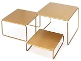 Red Co. 3-Piece Set (6”, 7”, 8”) Modern Decorative Metal Nesting Square Tabletop Display Stand Risers, Gold