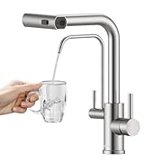 Grifo mezclador 3 en 1 para filtro de agua: mejora tu ambiente de cocina con un grifo de cocina en cascada, un versátil filtro de agua 3 en 1, que además de la funcionalidad de agua RO también integra funciones de agua caliente y fría. Como grifo de ...