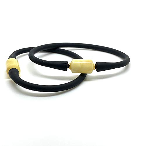 Natural Baltic Amber Bracelet Yellow Barrel Shape Bead, Black Rubber Band3