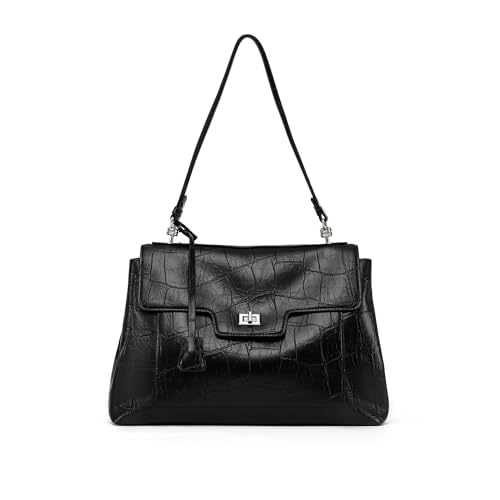 NEWBELLA Women's Retro Shoulder Bag - Classy Commuter Flap Handbag, Upscale Leather Tote Purse for...