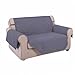 U-NICE HOME Loveseat Sofa Cover Reversible Couch Covers for 2 Cushion Couch for Dogs Furniture Protector Cover with Elastic Straps Water Resistant(Loveseat Small, Dark Grey/Dark Grey)