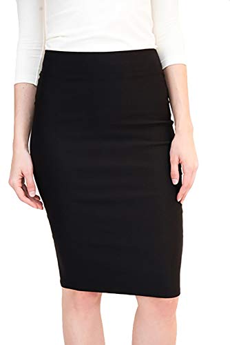 Riva Karen WomenÃ•s Pull On Stretch Millenium Pencil Skirt Style SK27 Black L